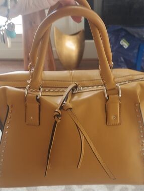 ZARA Woman Mustard Yellow Top-Handle Satchel Bag